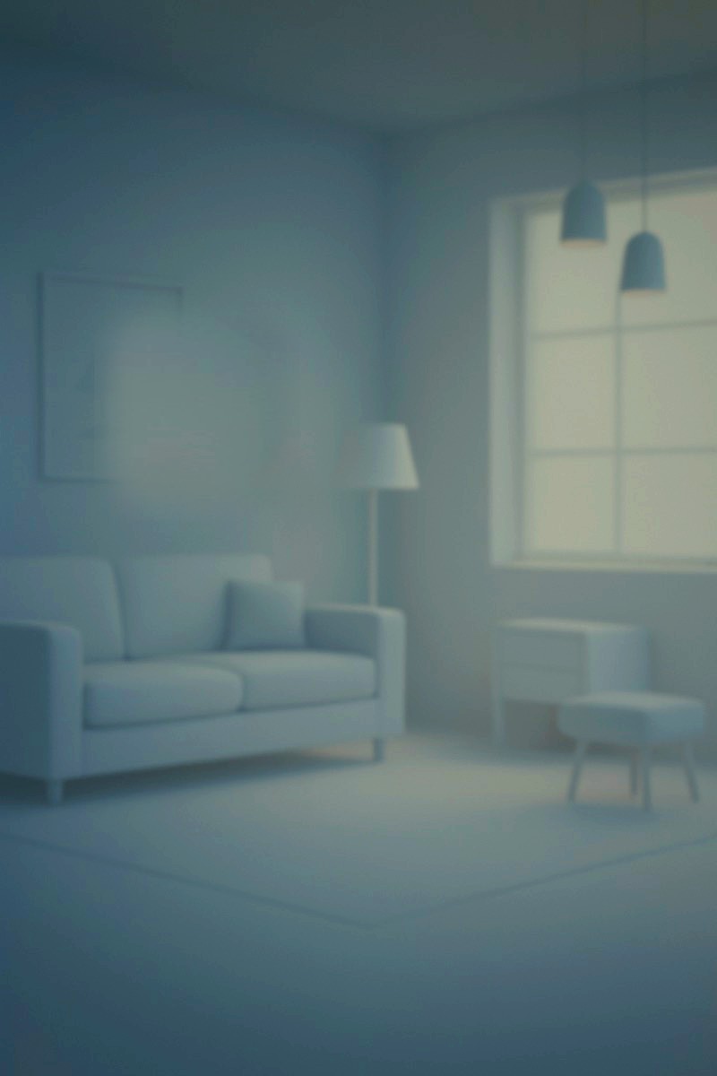 Camera view of a living room with an AR reticle locked onto a floor lamp