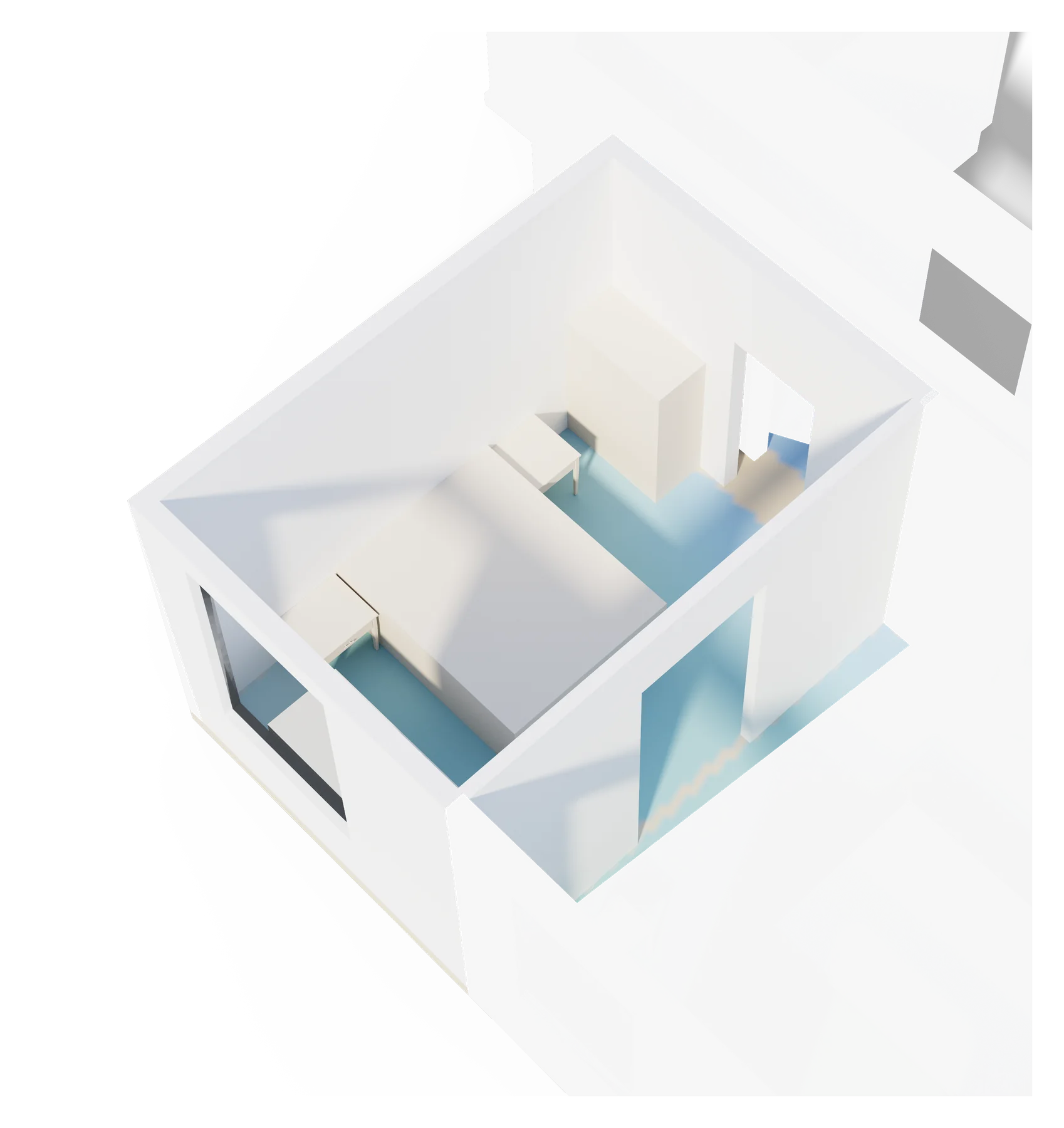 Ray-traced model with a tapped lamp turning on