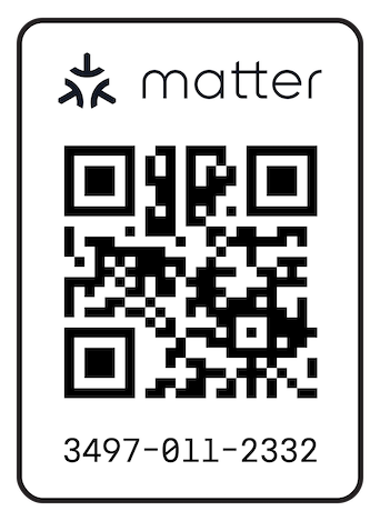 Matter pairing label with a QR code and setup code