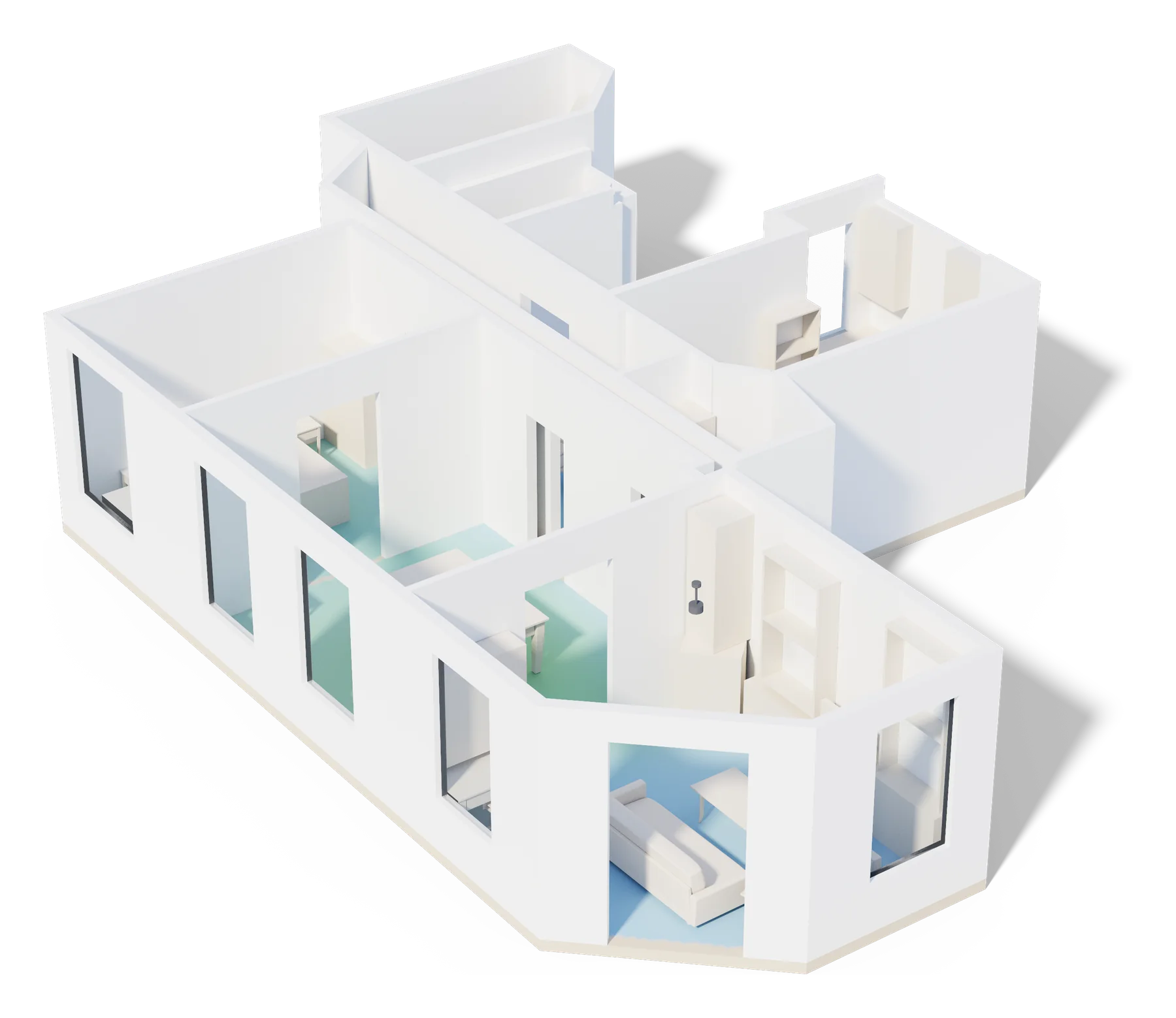Ray-traced home model with a device anchor pinned in place